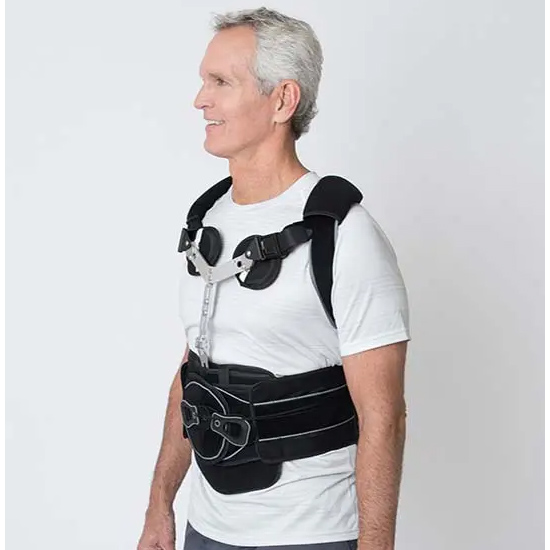 Man in New Jersey using Trend Correx SP TLSO back brace and harness for enhanced mobility and support