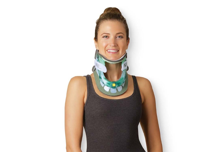 A woman in New York wearing an Aspen Vista Cervical Collar