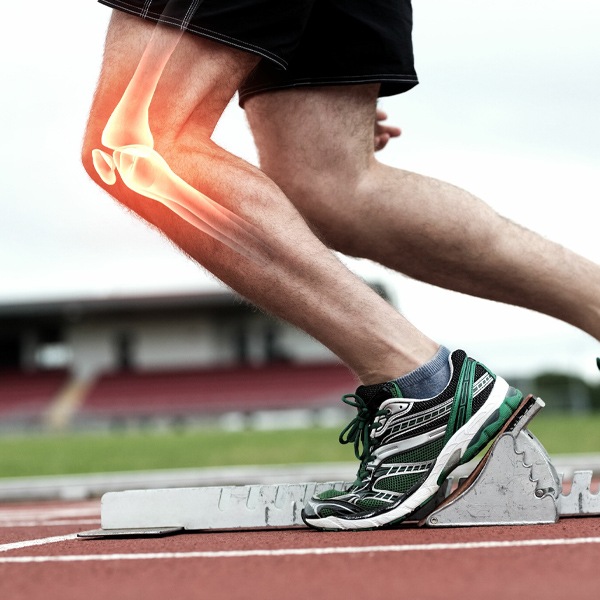 Runner with highlighted overuse of the knee joint in New York, New Jersey, & Connecticut